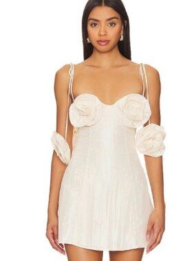 For Love & Lemons Kali Mini Dress in white.